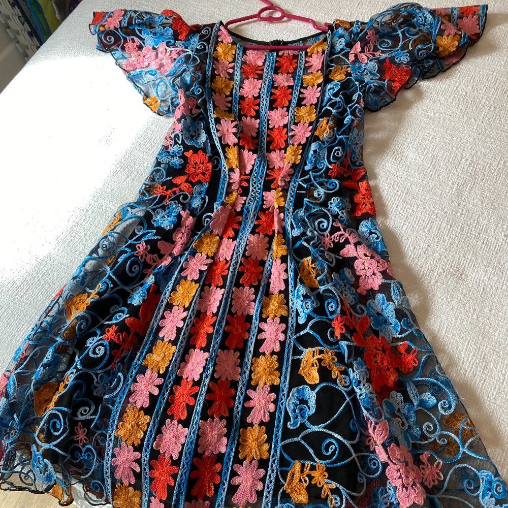 Eva Franco Ferrah Embroidered Dress (Size 6)